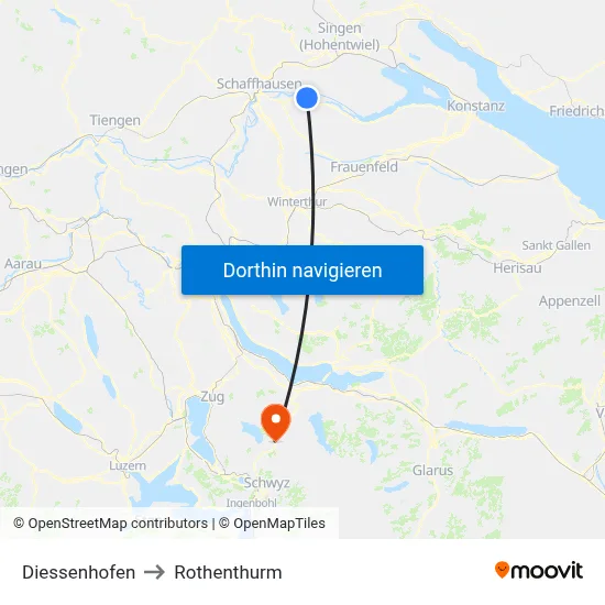 Diessenhofen to Rothenthurm map