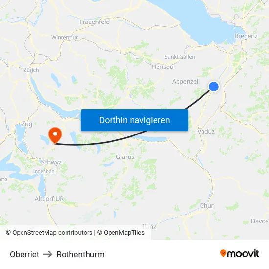 Oberriet to Rothenthurm map