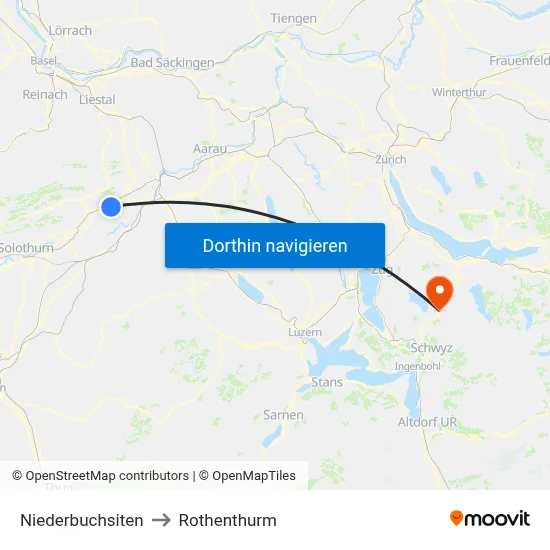 Niederbuchsiten to Rothenthurm map
