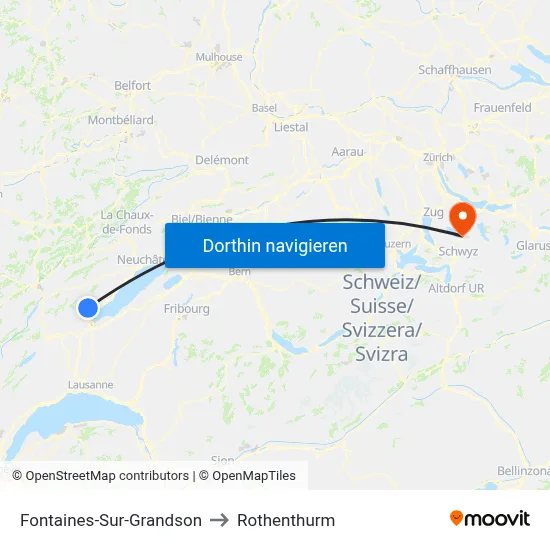 Fontaines-Sur-Grandson to Rothenthurm map