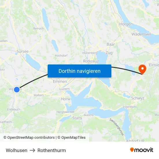 Wolhusen to Rothenthurm map