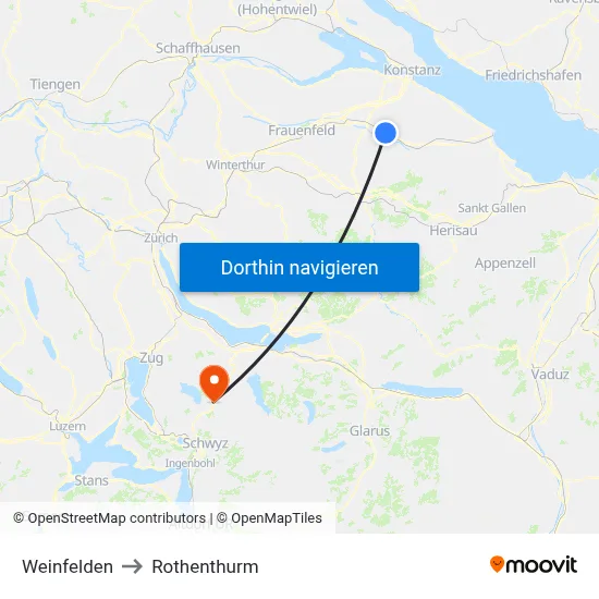 Weinfelden to Rothenthurm map