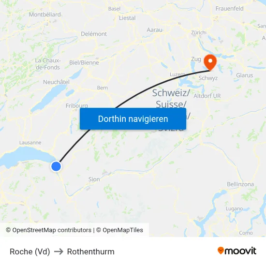 Roche (Vd) to Rothenthurm map