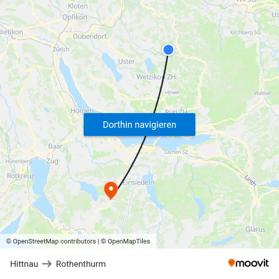 Hittnau to Rothenthurm map