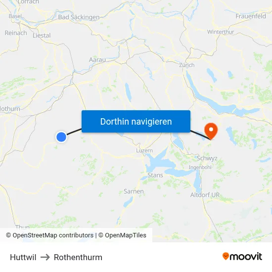 Huttwil to Rothenthurm map