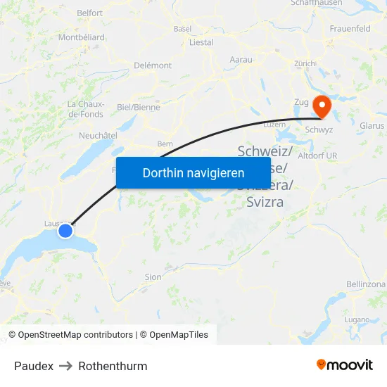 Paudex to Rothenthurm map