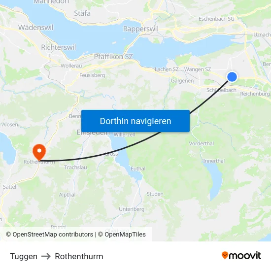 Tuggen to Rothenthurm map