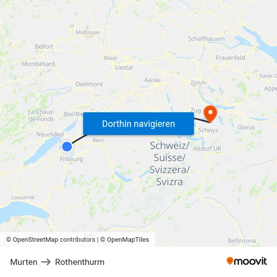 Murten to Rothenthurm map