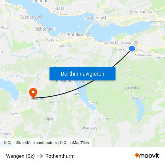 Wangen (Sz) to Rothenthurm map