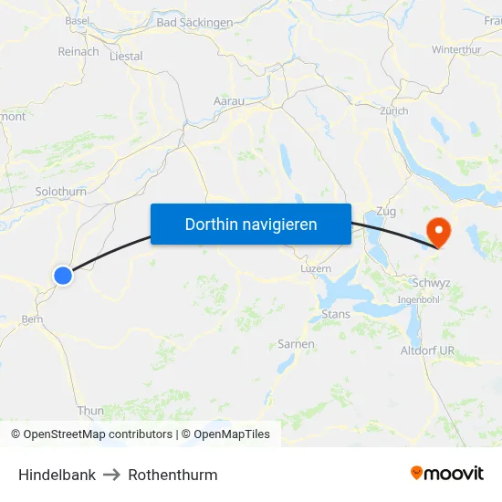 Hindelbank to Rothenthurm map
