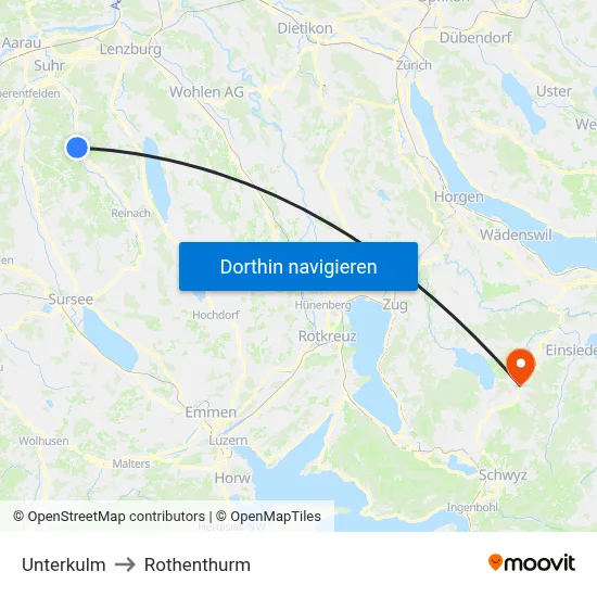 Unterkulm to Rothenthurm map