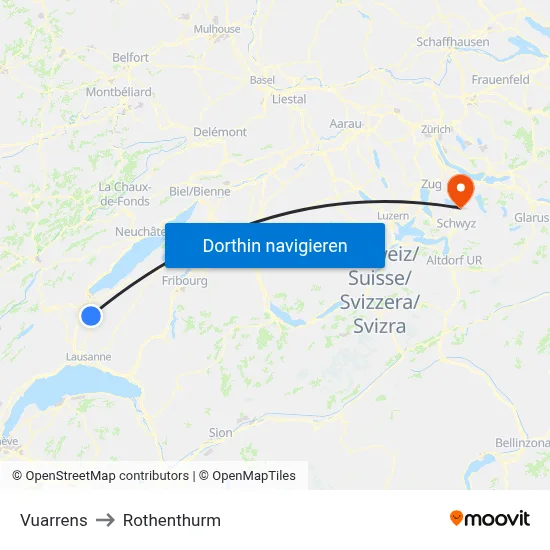 Vuarrens to Rothenthurm map