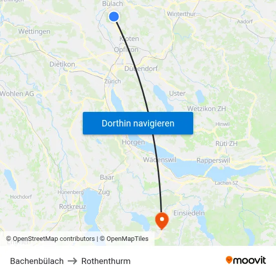 Bachenbülach to Rothenthurm map