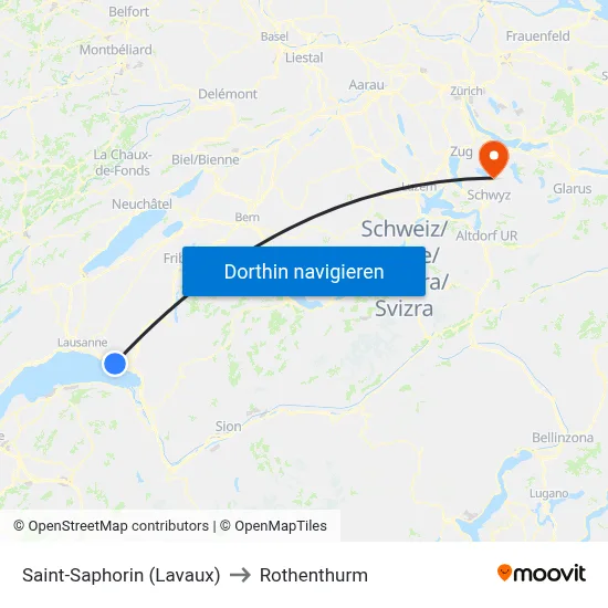 Saint-Saphorin (Lavaux) to Rothenthurm map