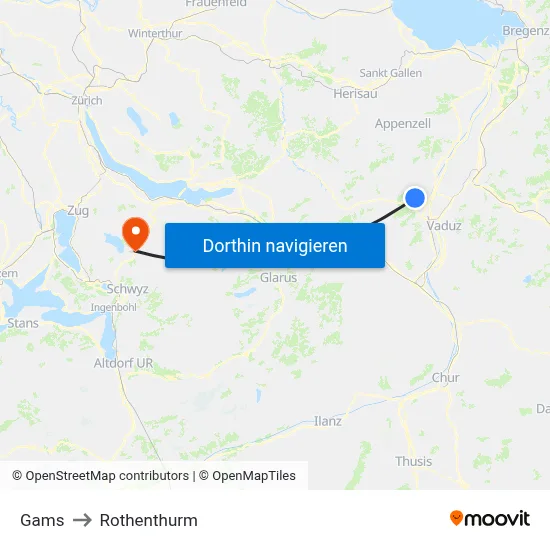 Gams to Rothenthurm map