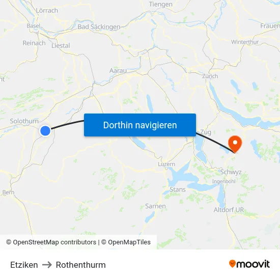 Etziken to Rothenthurm map