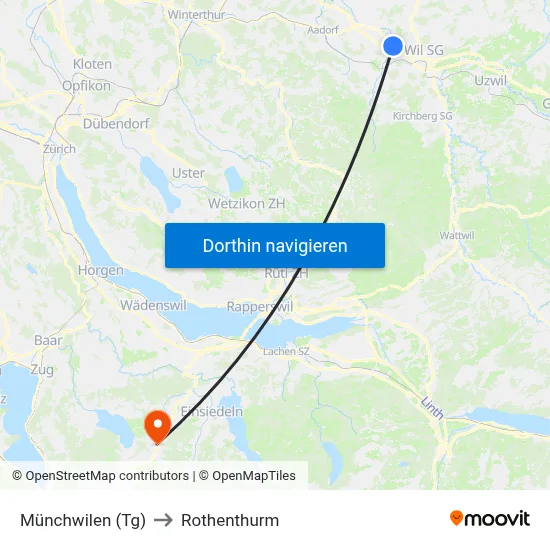 Münchwilen (Tg) to Rothenthurm map