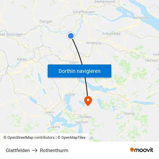 Glattfelden to Rothenthurm map