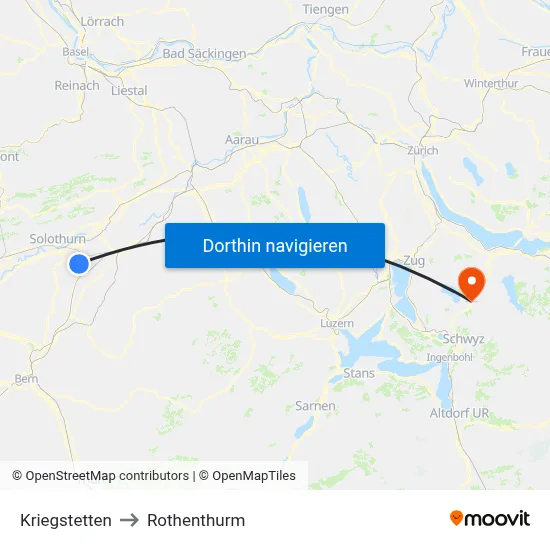 Kriegstetten to Rothenthurm map