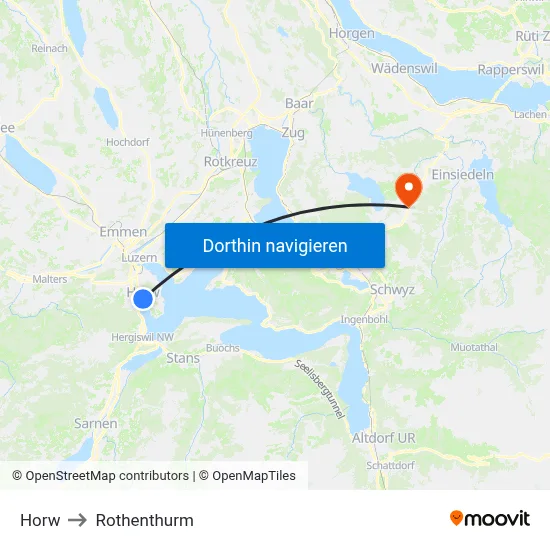 Horw to Rothenthurm map