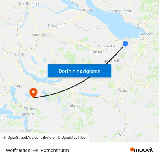 Wolfhalden to Rothenthurm map