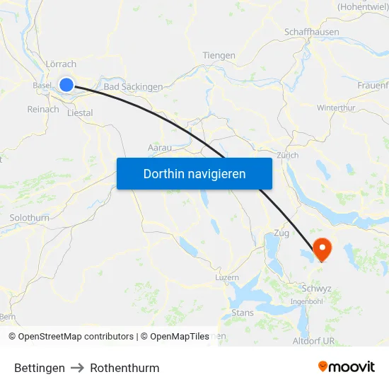 Bettingen to Rothenthurm map