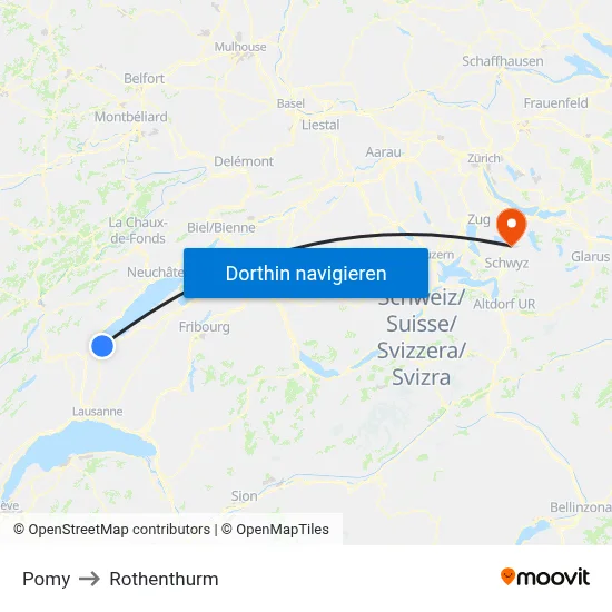 Pomy to Rothenthurm map