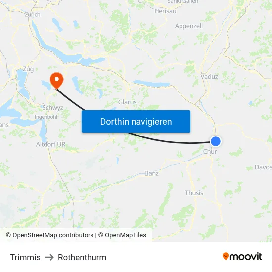 Trimmis to Rothenthurm map