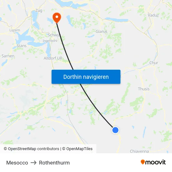 Mesocco to Rothenthurm map