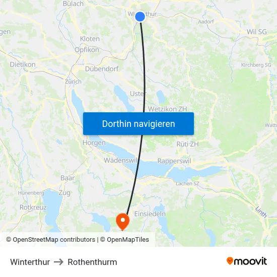 Winterthur to Rothenthurm map