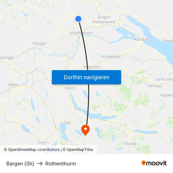 Bargen (Sh) to Rothenthurm map
