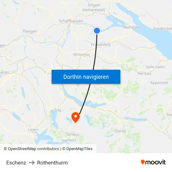 Eschenz to Rothenthurm map