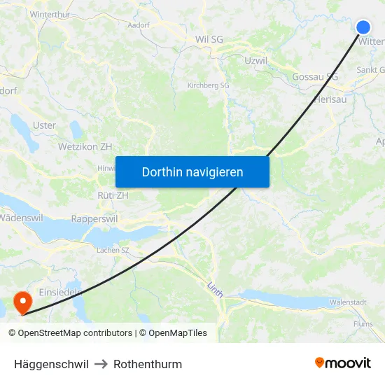 Häggenschwil to Rothenthurm map