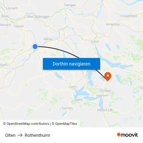 Olten to Rothenthurm map