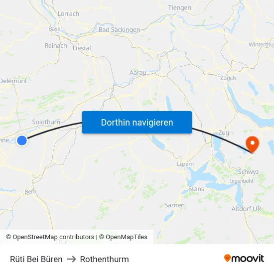 Rüti Bei Büren to Rothenthurm map