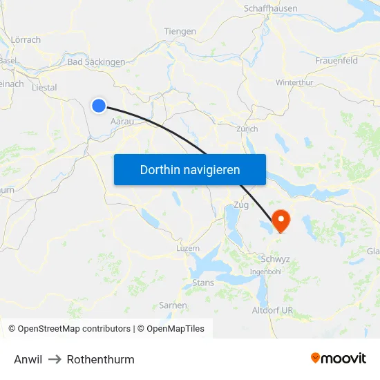 Anwil to Rothenthurm map