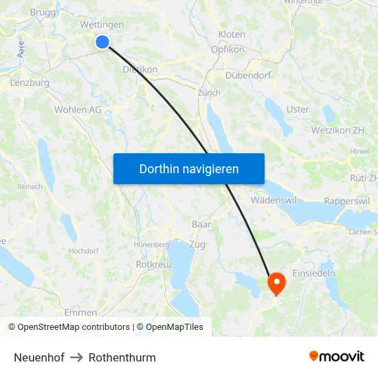 Neuenhof to Rothenthurm map