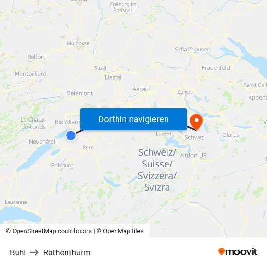 Bühl to Rothenthurm map