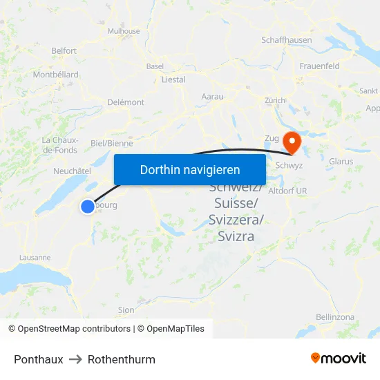 Ponthaux to Rothenthurm map