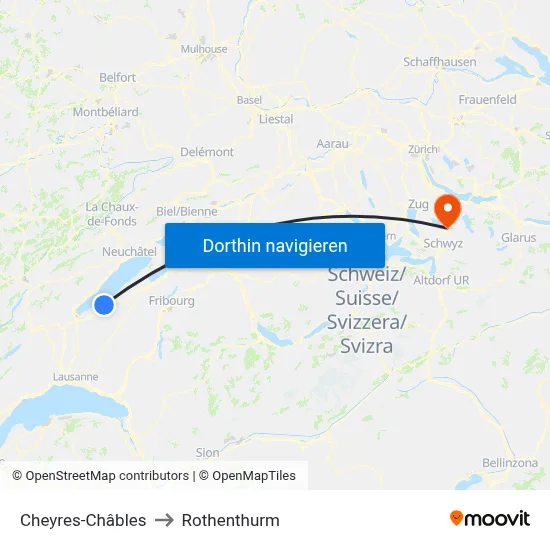 Cheyres-Châbles to Rothenthurm map