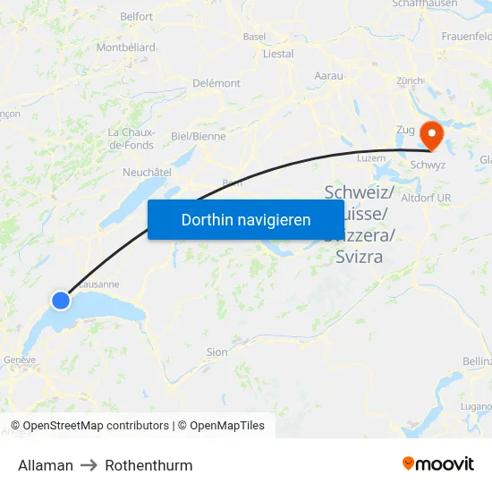 Allaman to Rothenthurm map