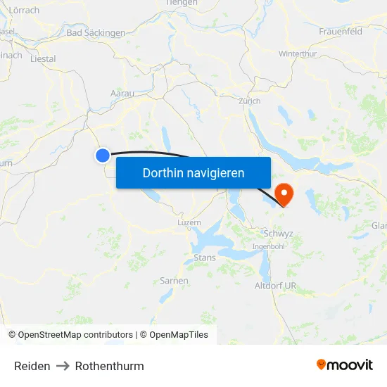 Reiden to Rothenthurm map
