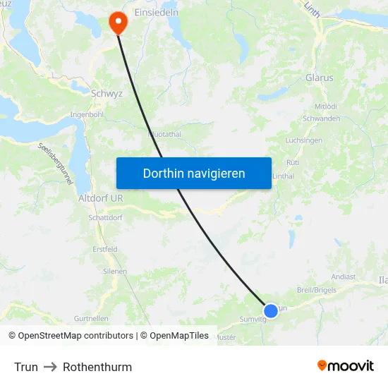 Trun to Rothenthurm map