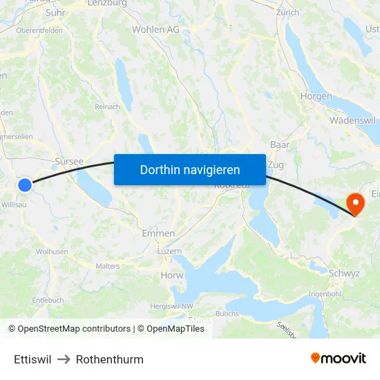 Ettiswil to Rothenthurm map