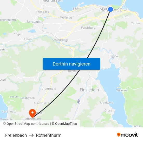 Freienbach to Rothenthurm map