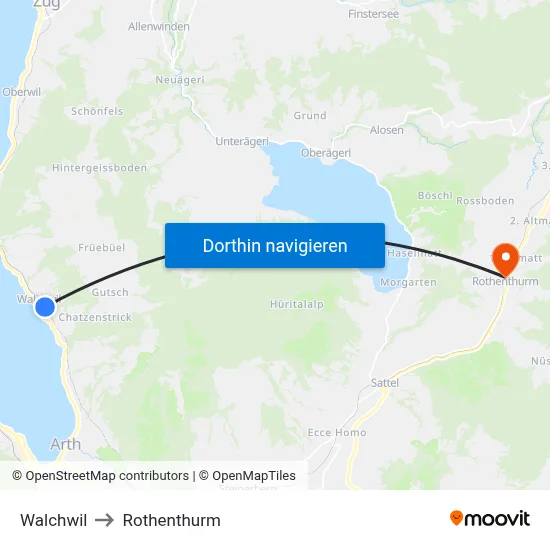Walchwil to Rothenthurm map