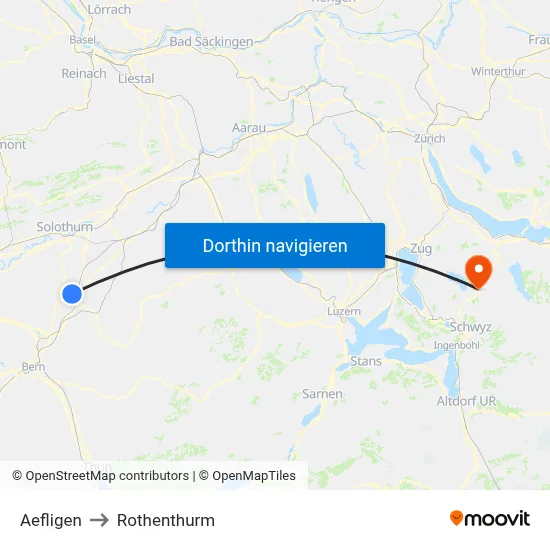 Aefligen to Rothenthurm map
