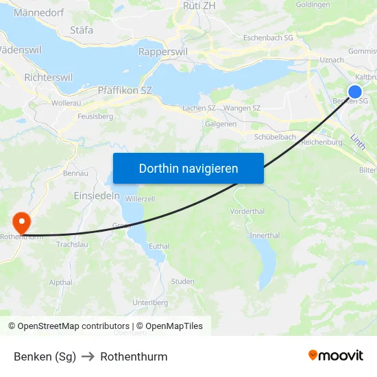 Benken (Sg) to Rothenthurm map