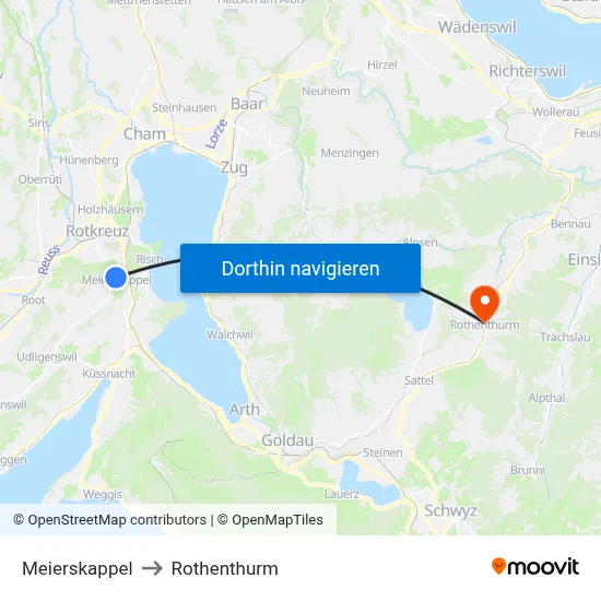 Meierskappel to Rothenthurm map