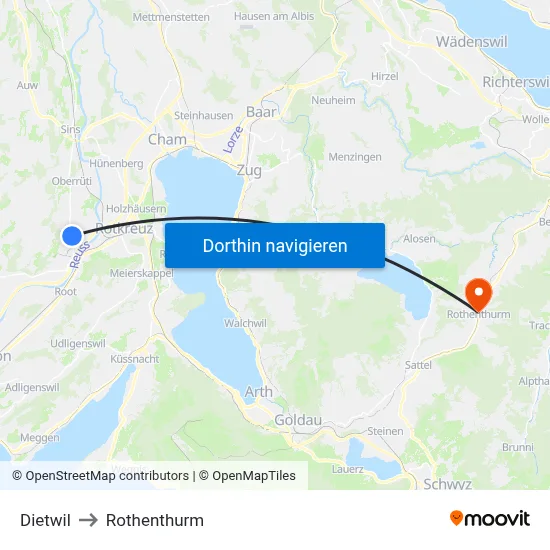 Dietwil to Rothenthurm map